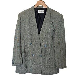 Liz Claiborne Vintage Oversized Classic‎ Doubled Breasted Blazer Plaid Women's 8